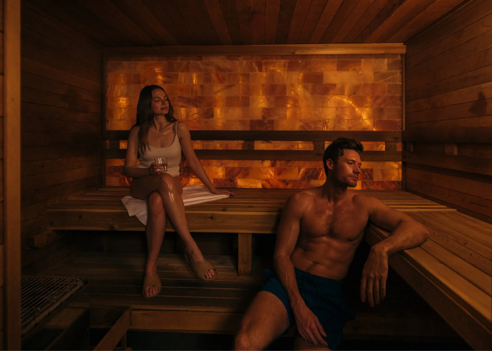 Himalayan Salt Wall Sauna at Kohler Waters Spa at Lodge Kohler